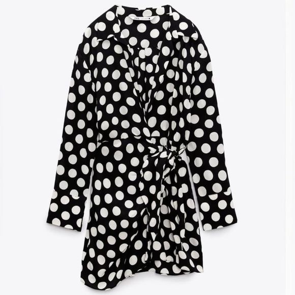 ZARA Dot Shirt Wrap Dress - Picture 8 of 9